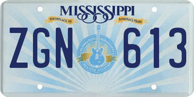 MS license plate ZGN613