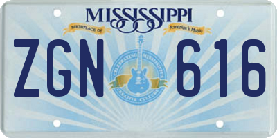 MS license plate ZGN616