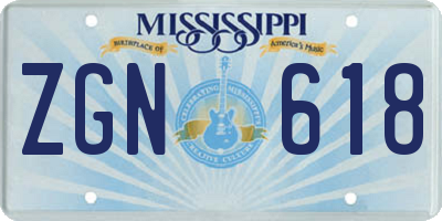 MS license plate ZGN618