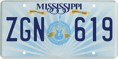 MS license plate ZGN619