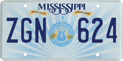 MS license plate ZGN624