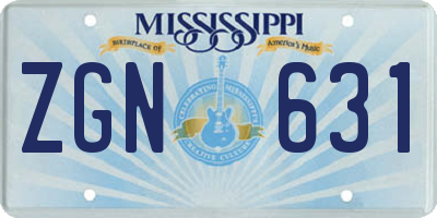 MS license plate ZGN631