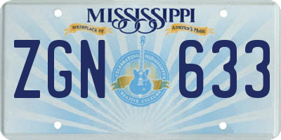 MS license plate ZGN633