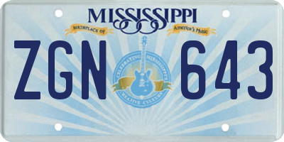MS license plate ZGN643