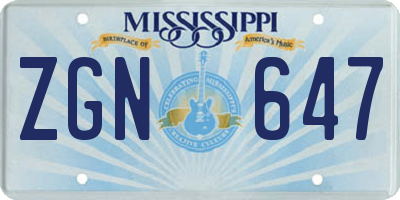 MS license plate ZGN647