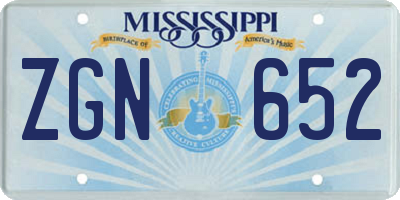 MS license plate ZGN652
