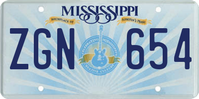 MS license plate ZGN654