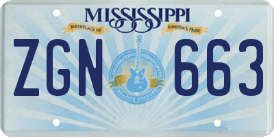 MS license plate ZGN663