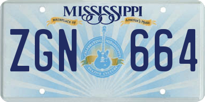 MS license plate ZGN664