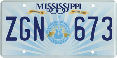 MS license plate ZGN673