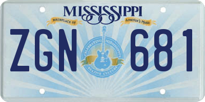 MS license plate ZGN681