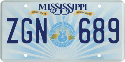 MS license plate ZGN689