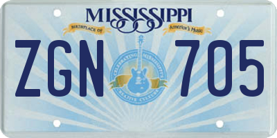 MS license plate ZGN705