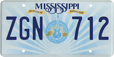 MS license plate ZGN712