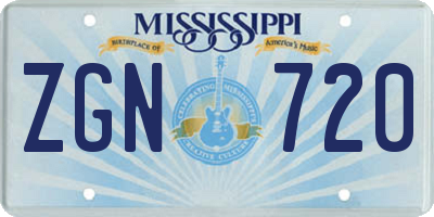 MS license plate ZGN720