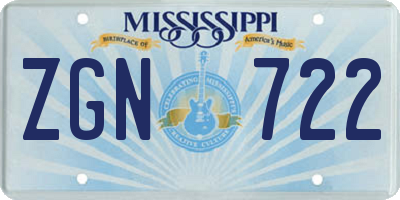 MS license plate ZGN722