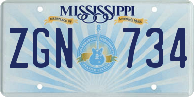 MS license plate ZGN734