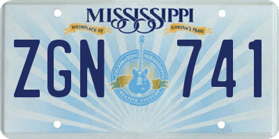 MS license plate ZGN741
