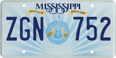 MS license plate ZGN752