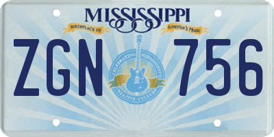 MS license plate ZGN756