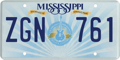 MS license plate ZGN761