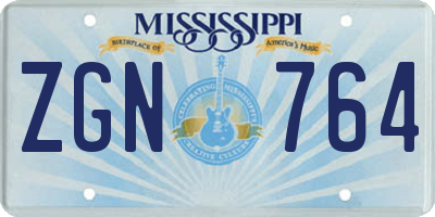 MS license plate ZGN764