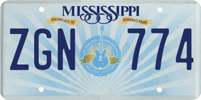 MS license plate ZGN774