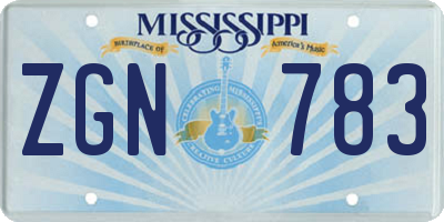MS license plate ZGN783