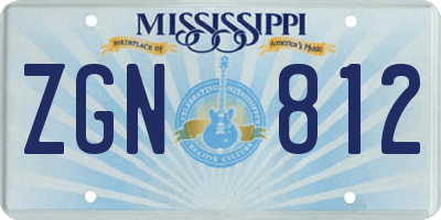 MS license plate ZGN812