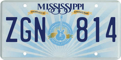 MS license plate ZGN814