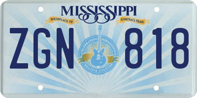 MS license plate ZGN818