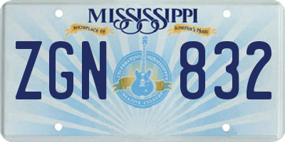 MS license plate ZGN832
