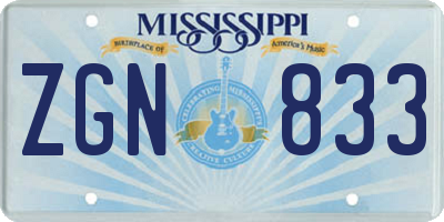 MS license plate ZGN833