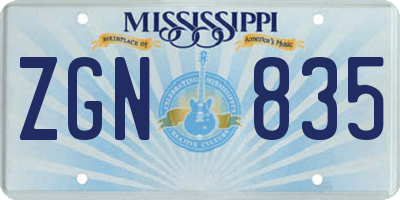 MS license plate ZGN835