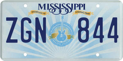 MS license plate ZGN844