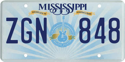 MS license plate ZGN848