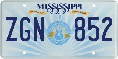 MS license plate ZGN852