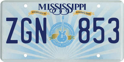 MS license plate ZGN853
