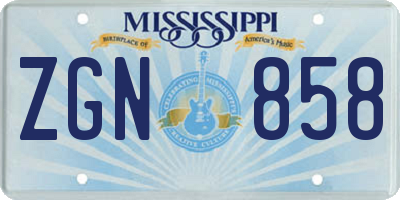 MS license plate ZGN858