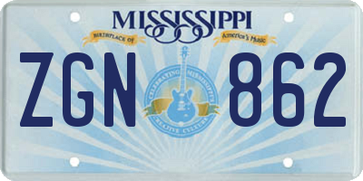 MS license plate ZGN862