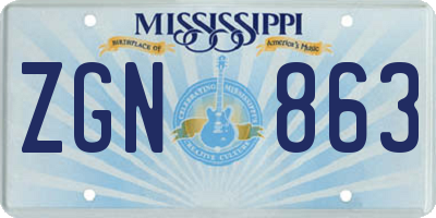 MS license plate ZGN863