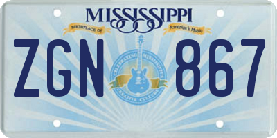 MS license plate ZGN867