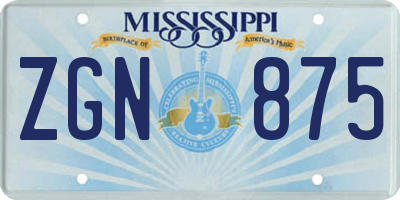 MS license plate ZGN875