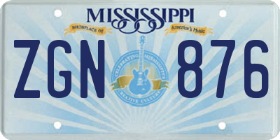 MS license plate ZGN876