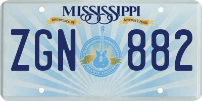 MS license plate ZGN882