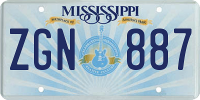 MS license plate ZGN887