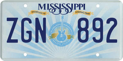 MS license plate ZGN892