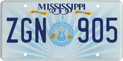 MS license plate ZGN905