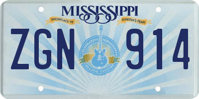 MS license plate ZGN914