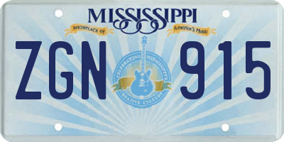 MS license plate ZGN915